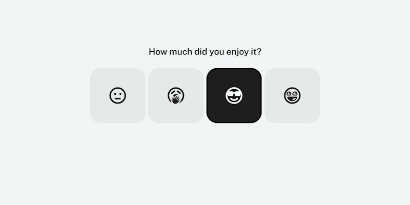 The Enjoyment scale: four faces from neutral to delighted, under “How much did you enjoy it?”