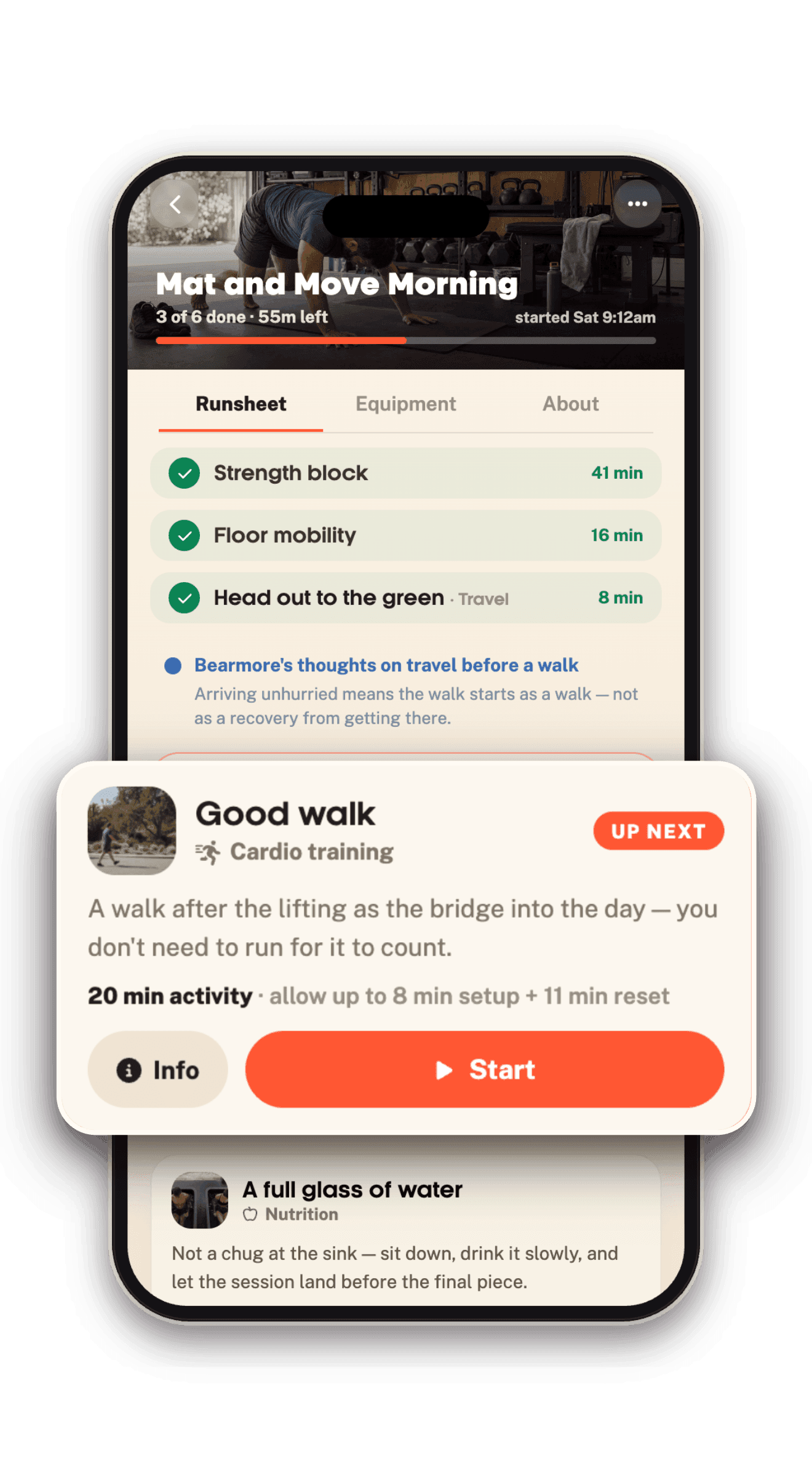 The Bearmore app showing a Burst runsheet